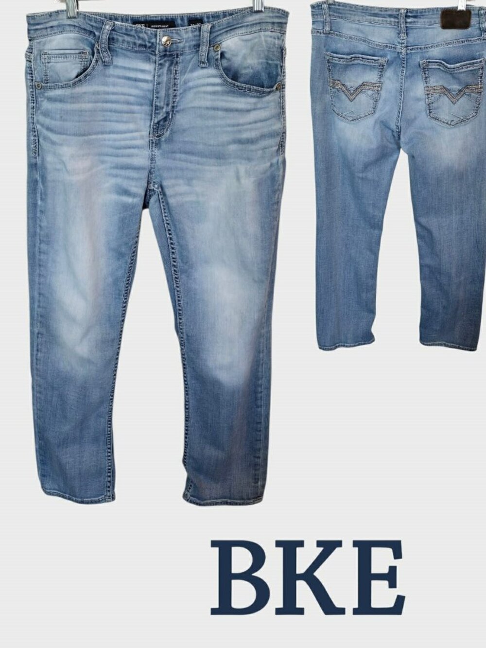 BKE Jake Straight Leg Classic Whiskering Casual Jeans Mens 34 x30